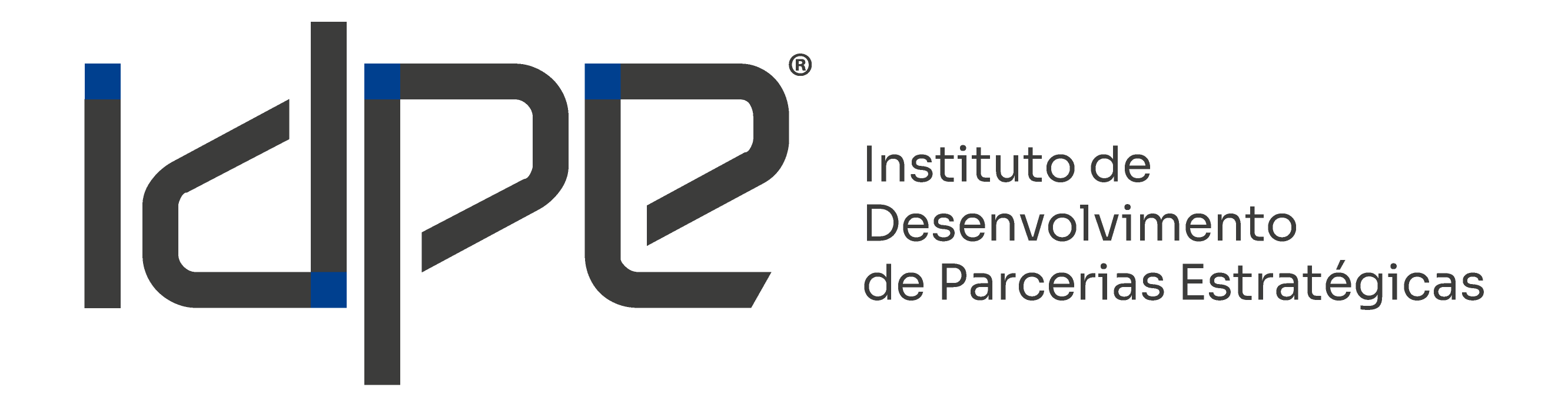 Logo IDPE horizontal, versão fechada em cinza grafite